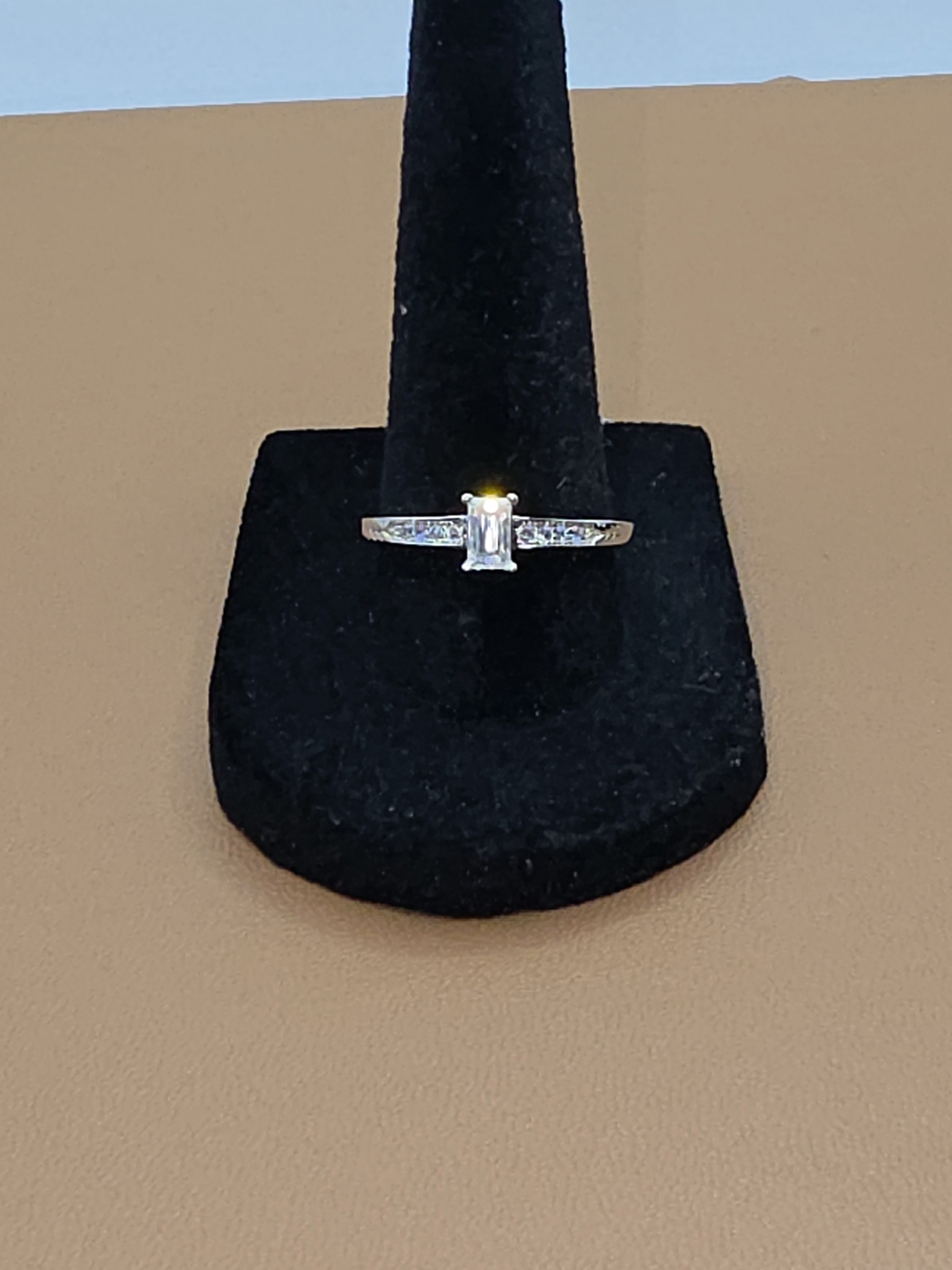 .50ct Emerald Cut Moissanite White Gold Filled Size 8